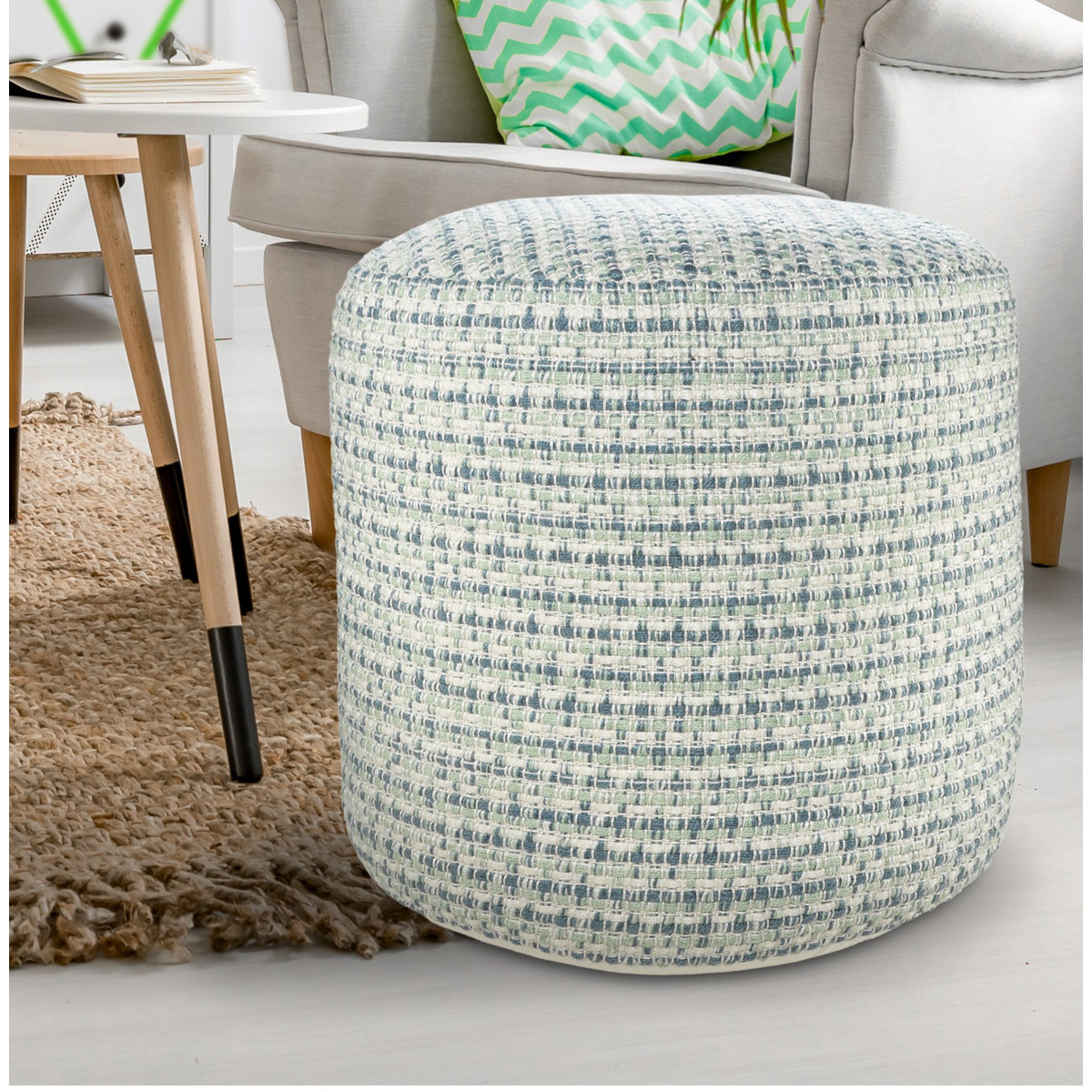 Beachcrest Home™ Filippo Coastal Indoor/Outdoor Round Ottoman Pouf ...